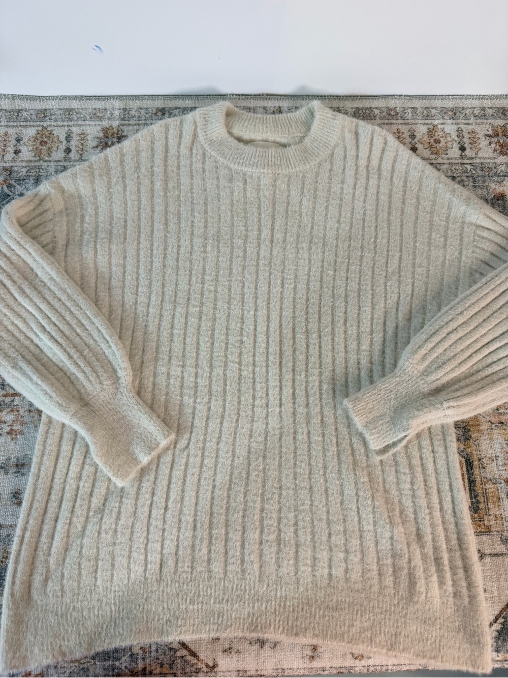 Aerie super cozy cream wide ribbed‎ sweater
